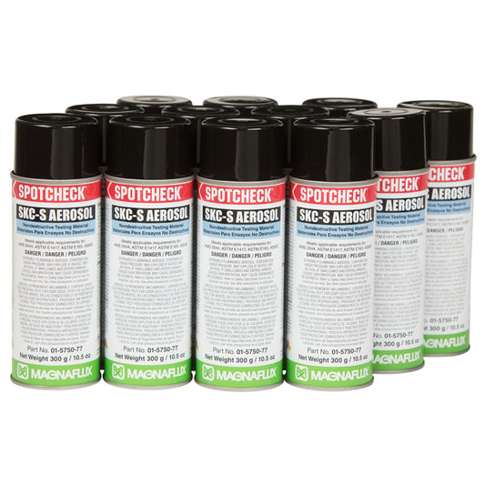 Twelve aerosol cans of Magnaflux SKC-S Cleaner