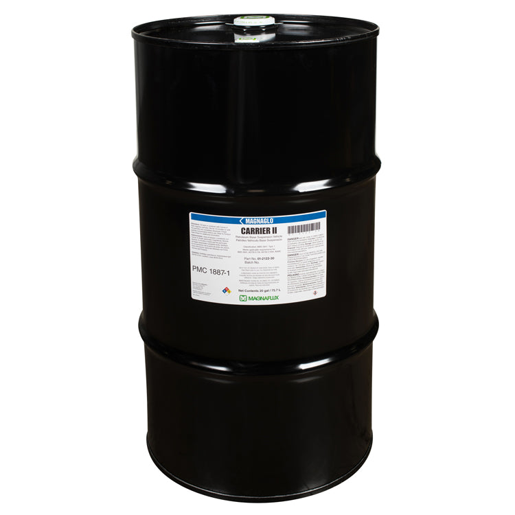 Carrier II Oil Petroleum Vehicle - Magnaflux 55-gallon drum featuring labels indicating product details and safety information.