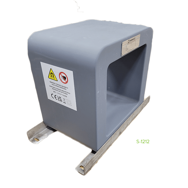 Magnaflux S-1212 Demag Coil 230 Volt, compact tabletop demagnetizing unit with a gray casing, designed for use in magnetic particle inspection systems.