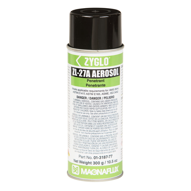 A single aerosol can of Magnaflux ZL-27A Post Emulsifiable Fluorescent Penetrant