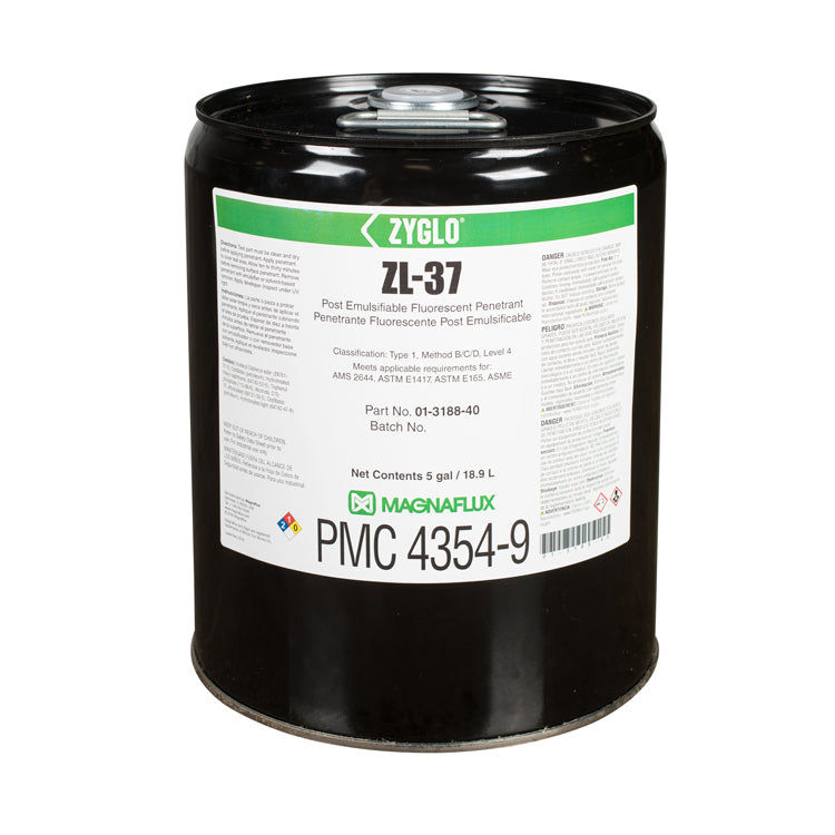 5 gallon pail of Magnaflux ZL-37 Post Emulsifiable Fluorescent Penetrant