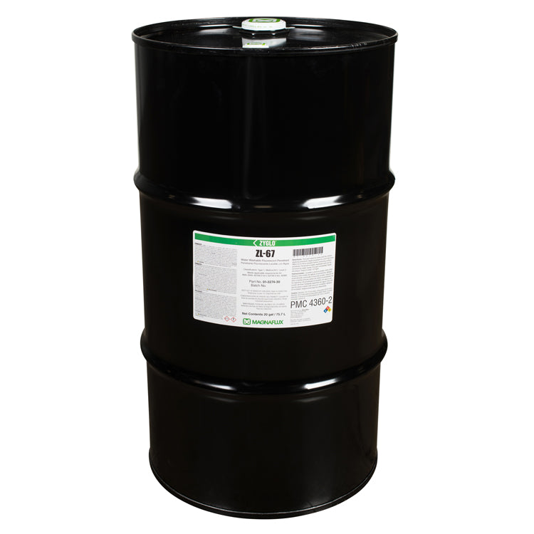 A twenty gallon drum of Magnaflux Zyglo ZL-67 Water Washable Fluorescent Penetrant