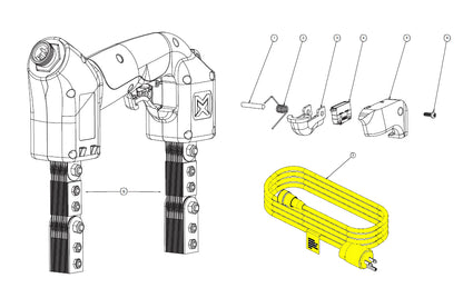 Magnaflux Y-2 Yoke schematic showing various components including the replacement cord, ensuring proper assembly and functionality.