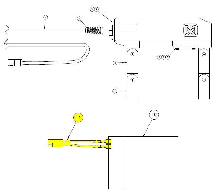 Cable, connector Y-8 yoke to battery